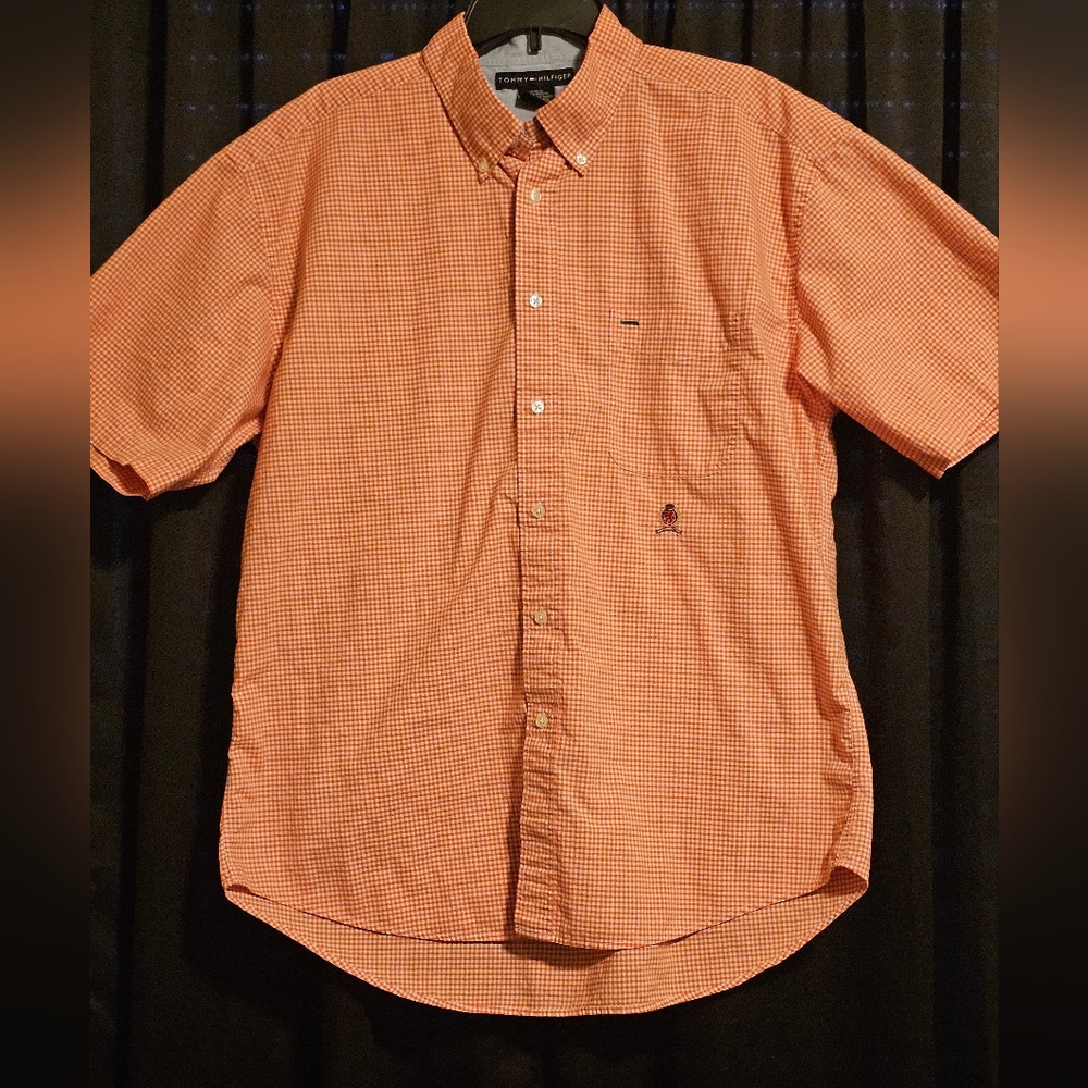 Tommy Hilfiger Men's Orange Gingham Shirt